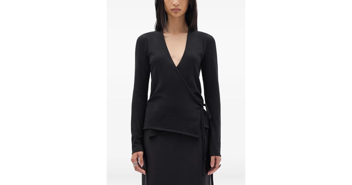 Ann Demeulemeester V-Neck Cardigan in Black | Lyst
