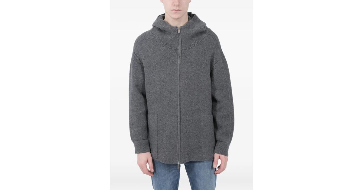RE_BRANDED Hooded Zip-Up Cardigan in Gray for Men | Lyst