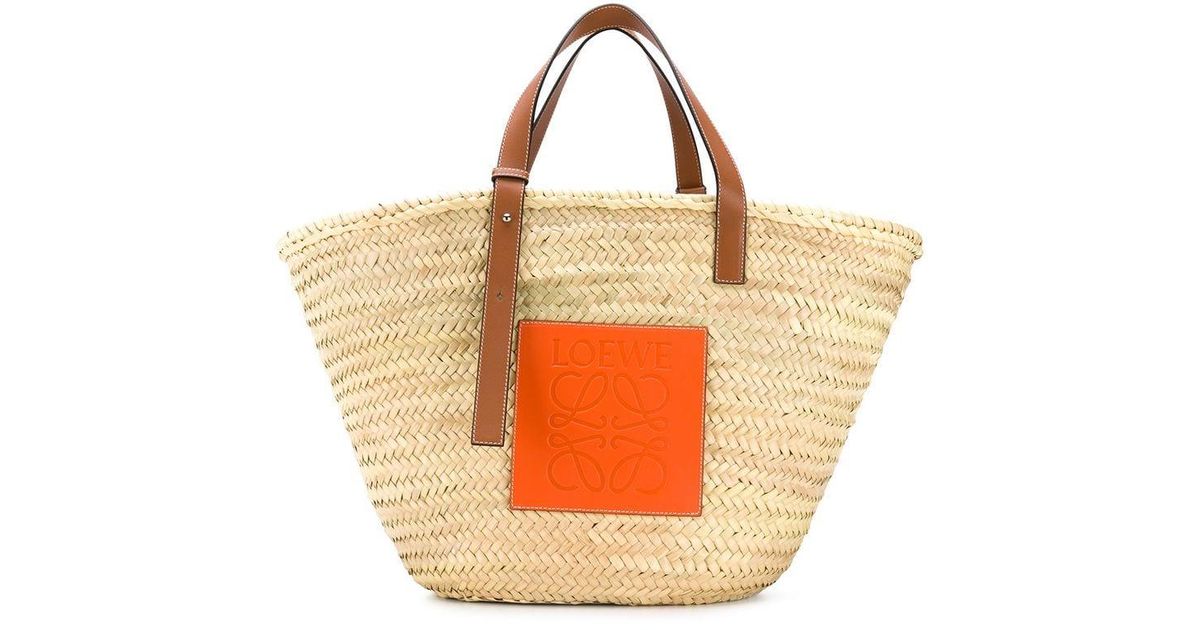 Loewe Leather Straw Tote Bag Lyst