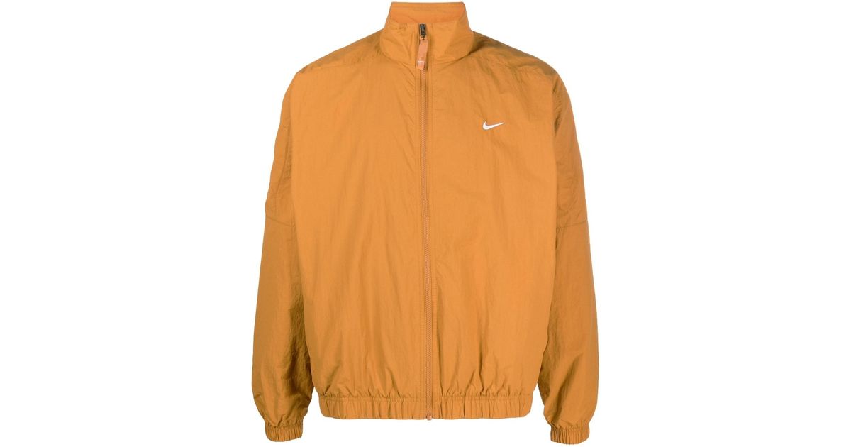 Nike Solo Swoosh Logo-embroidered Track Jacket in Orange for Men | Lyst