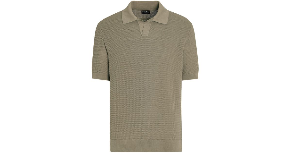 Zegna waffle-knit polo shirt - Blue