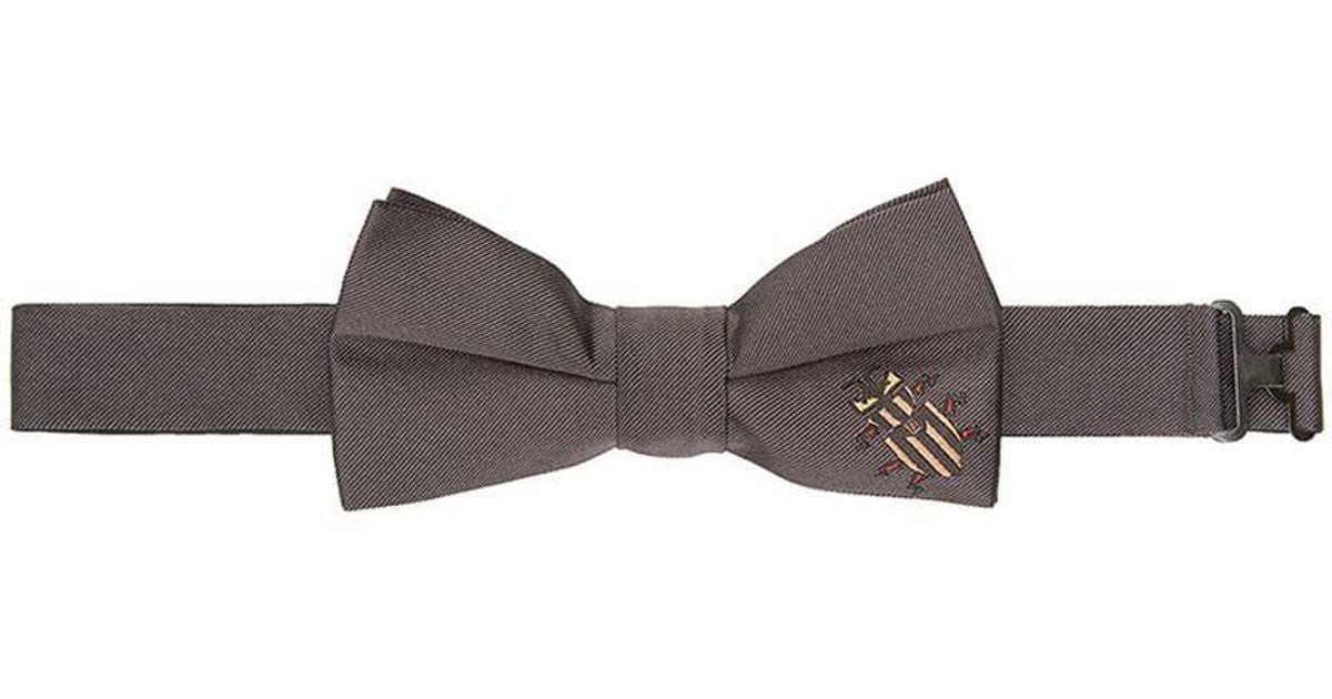 Fendi Embroidered Logo Bow Tie in Grey 
