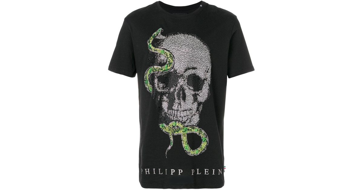 Philipp Plein Cotton Skull Snake Patch T-shirt in Black ...