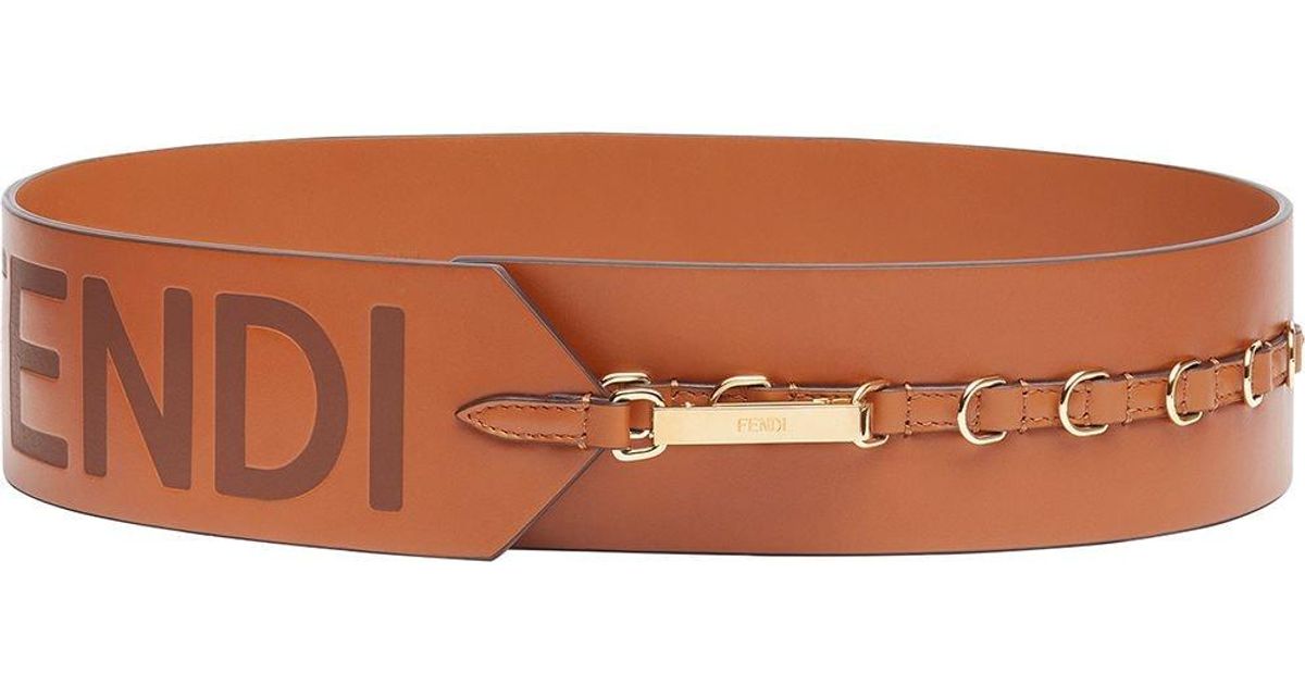 Fendi Leder Gurtel Mit Logo In Braun Lyst