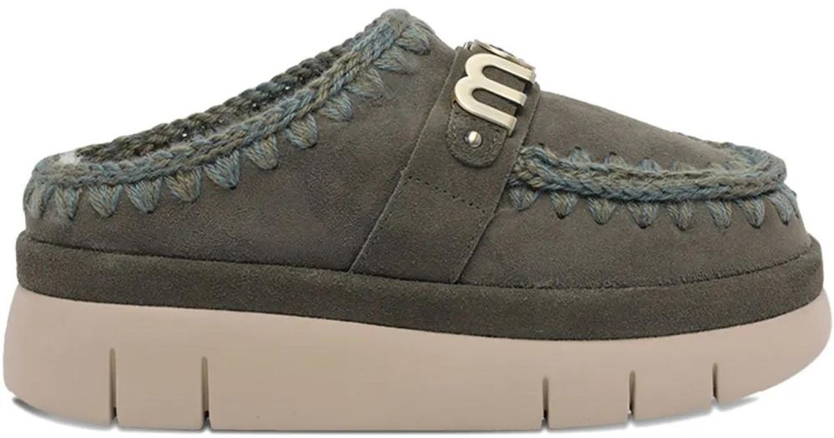 Mules Lettering Mou Lettering-Logo Mules in Grey | Lyst UK