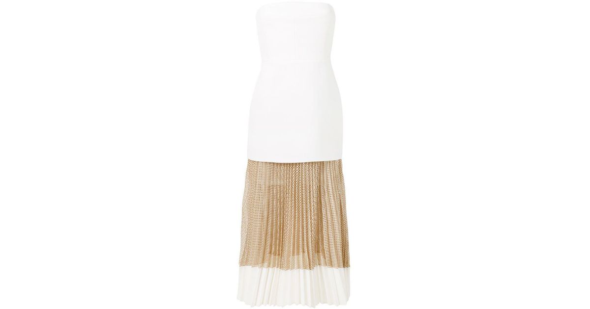 Synthetic Mesh Pleat Strapless Dress 