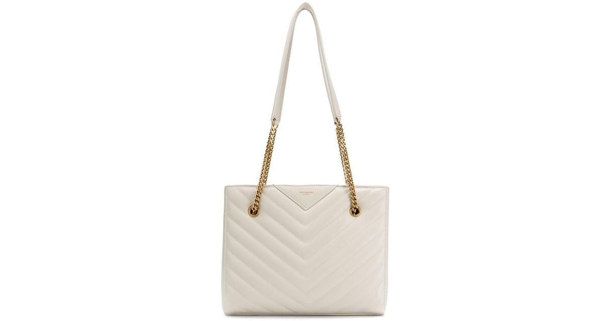 Yves Saint Laurent Tribeca Medium Leather Shoulder Bag White