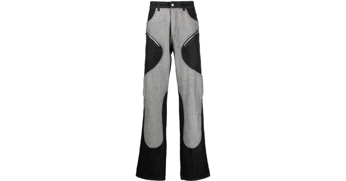 HELIOT EMIL Panelled Wide-leg Jeans in Gray for Men | Lyst