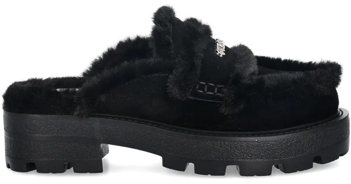 Mules Guess Logo PVC - Style Jeans, Talon Plat, Semelle Caoutchouc, Matière Polyuréthane, Noir