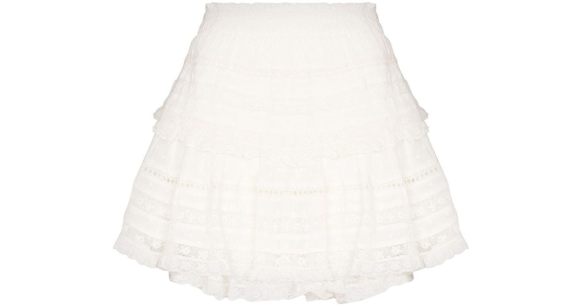 LoveShackFancy Ruffle Mini Skirt in White | Lyst