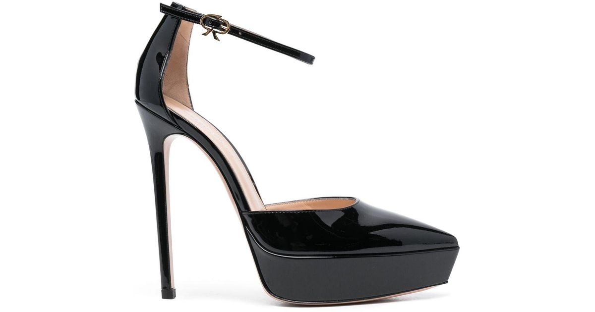 Gianvito Rossi Kasia 105mm Patentleather Pumps in Black Lyst