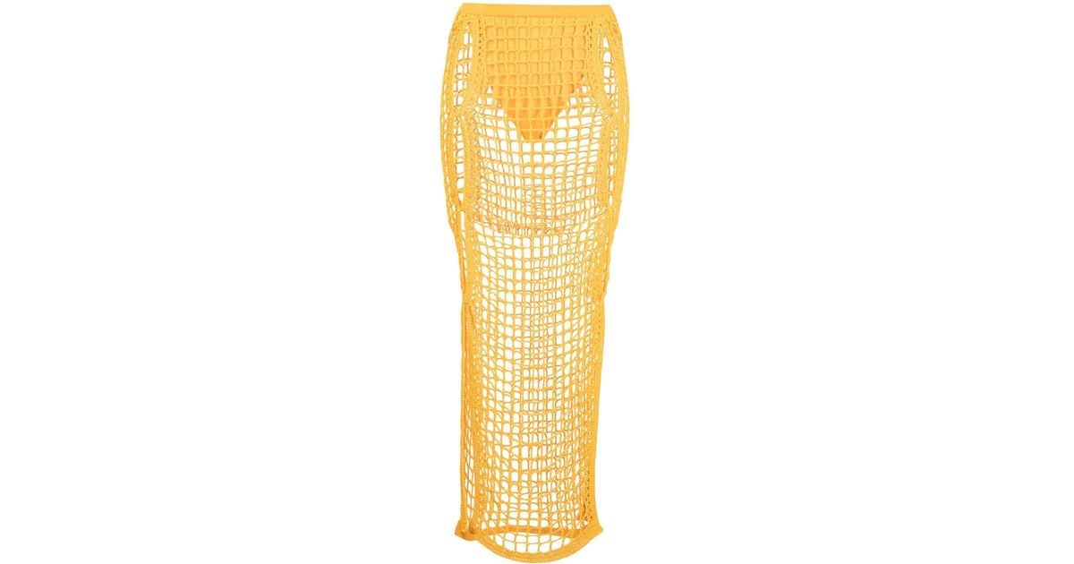 Dion Lee Cotton Sheer Crochet Maxi Skirt in Yellow | Lyst Canada