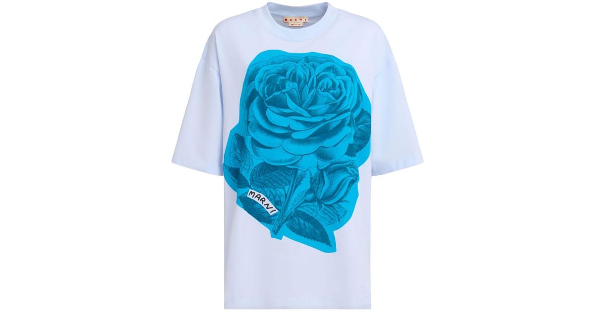 Marni graphic-print cotton shirt - Blue