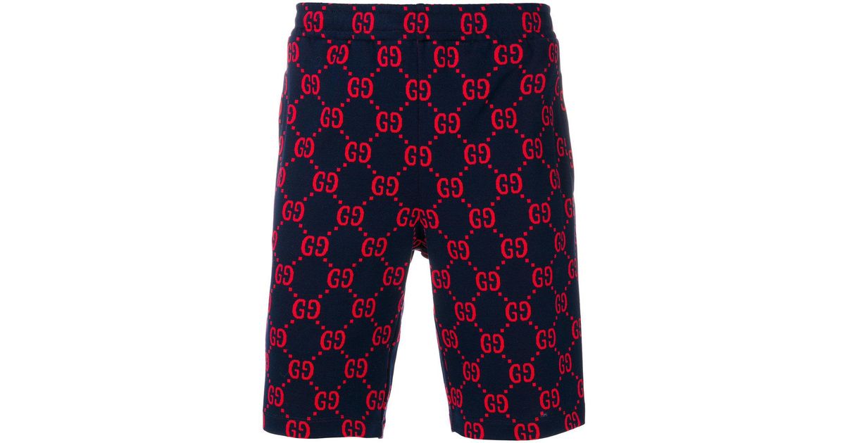 Gucci Cotton Gg Print Jogger Shorts in Blue for Men - Lyst
