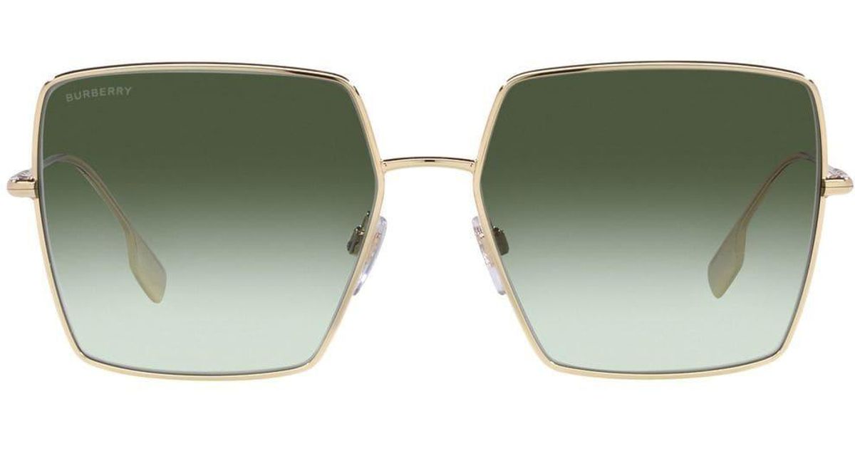 Burberry Daphne Squareframe Sunglasses in Gold (Green) Lyst