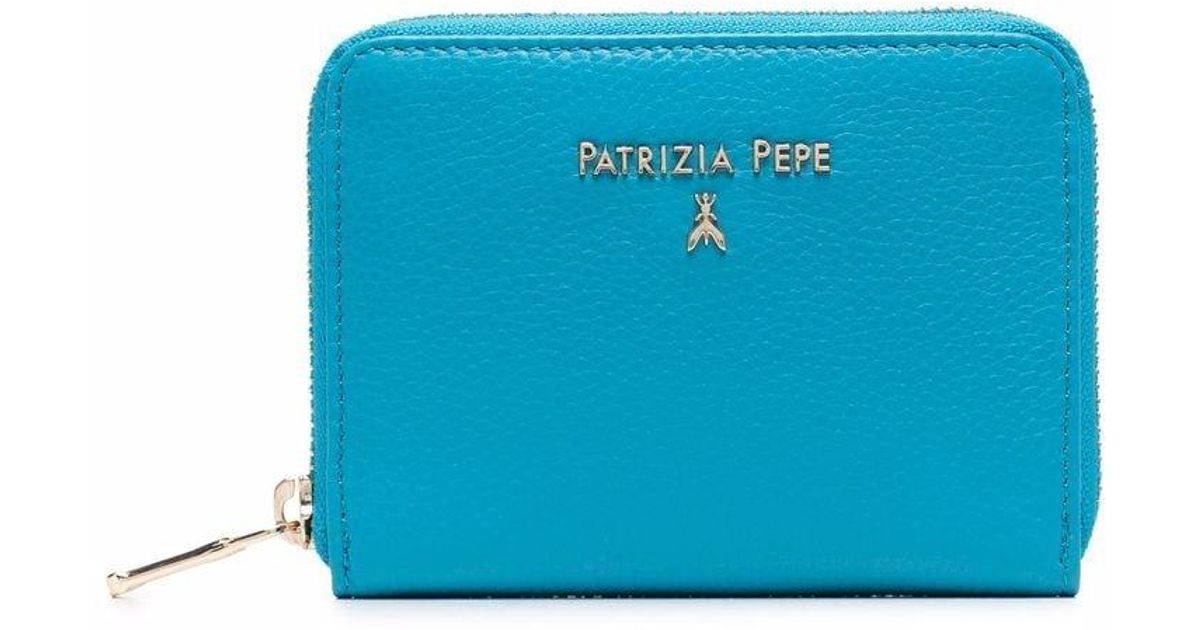 Patrizia Pepe Leather Logo-lettering Pebble-texture Wallet in Blue ...