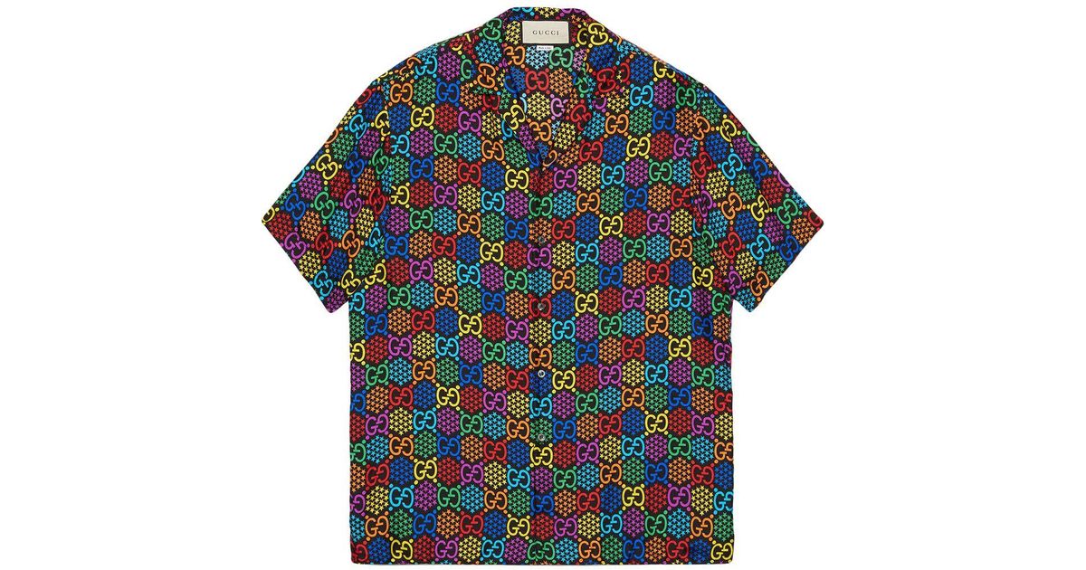 Gucci GG Psychedelic Print Bowling Shirt in Blue for Men | Lyst Canada