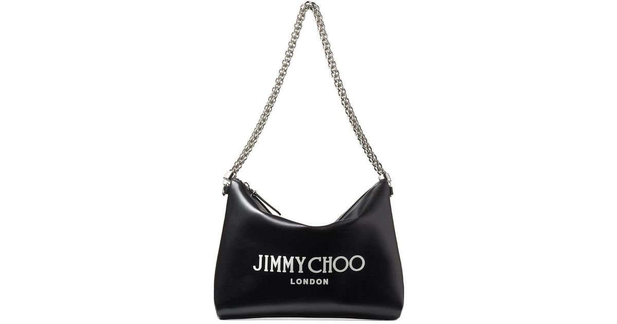 Jimmy Choo Callie Logo-print Leather Shoulder Bag in Black | Lyst
