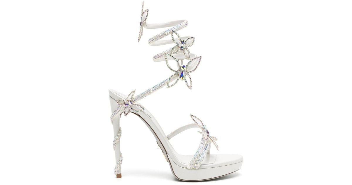 Rene Caovilla Margot 120mm Butterfly-embellished Sandals in White | Lyst