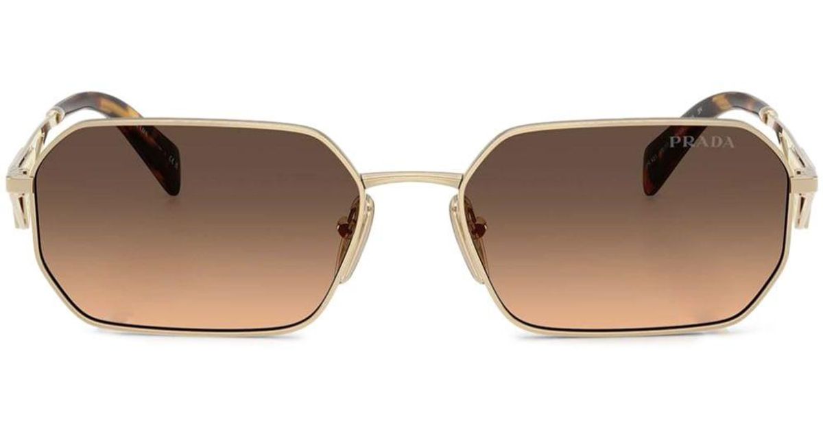 Prada Gradient RectangleShape Sunglasses in Brown Lyst UK