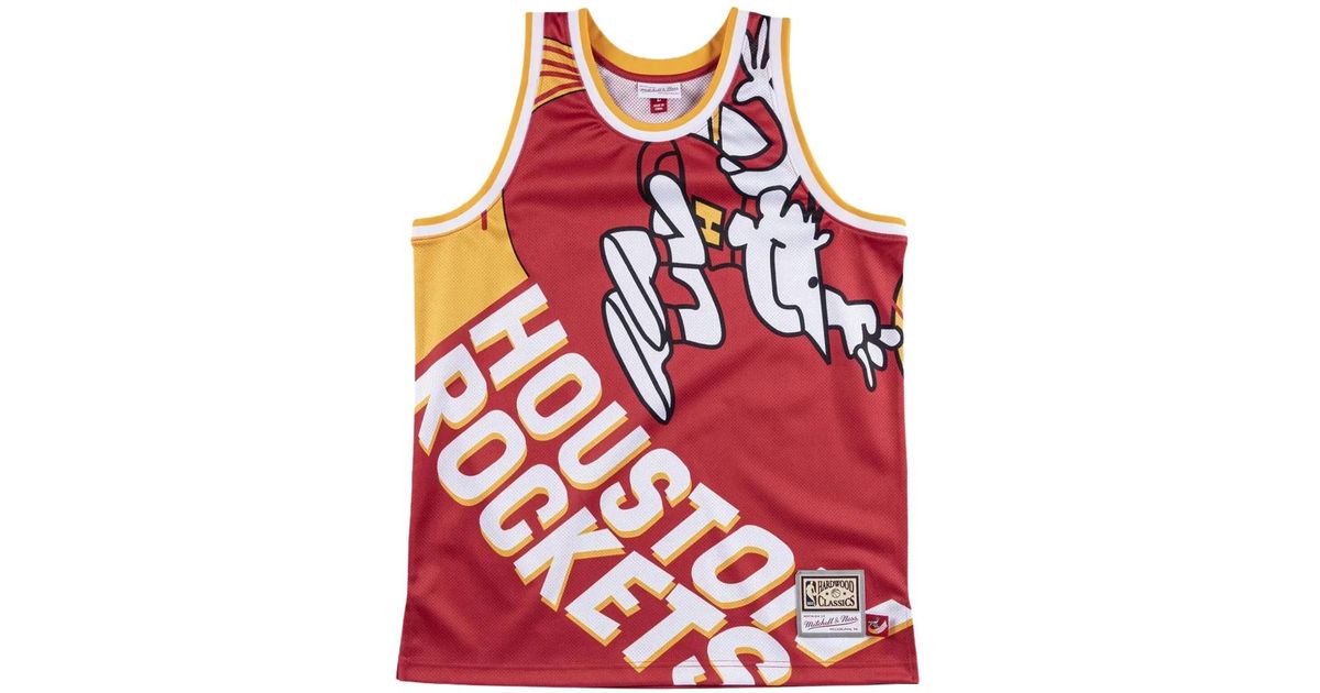 Red Rocha Nba Mitchell & Ness X Nba Houston Rockets Big Face Jersey in Red for Men ...