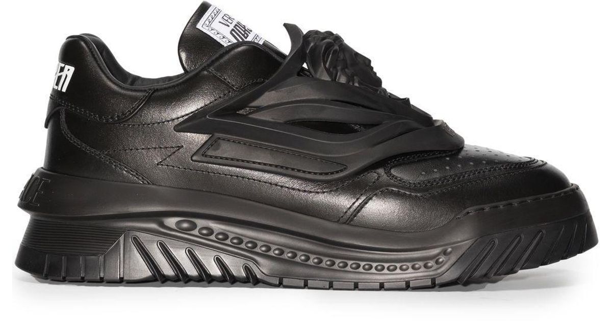 Versace Leather Odissea Medusa Head Lace-up Sneakers in Black for Men ...