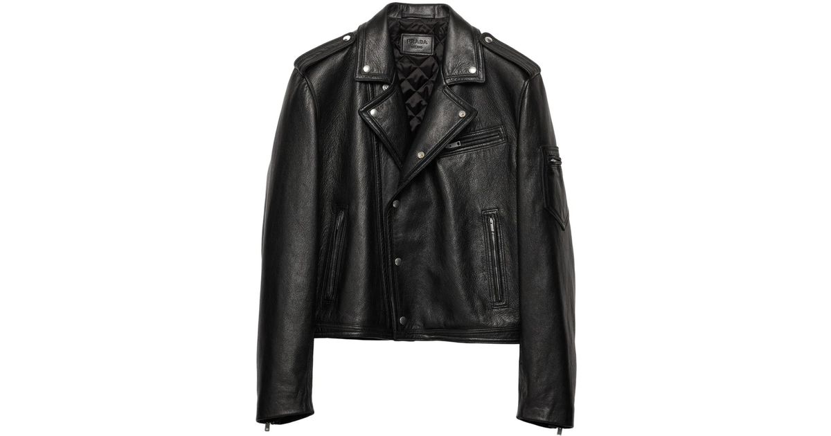 メンズ Prada レザージャケット ブラック | Lyst