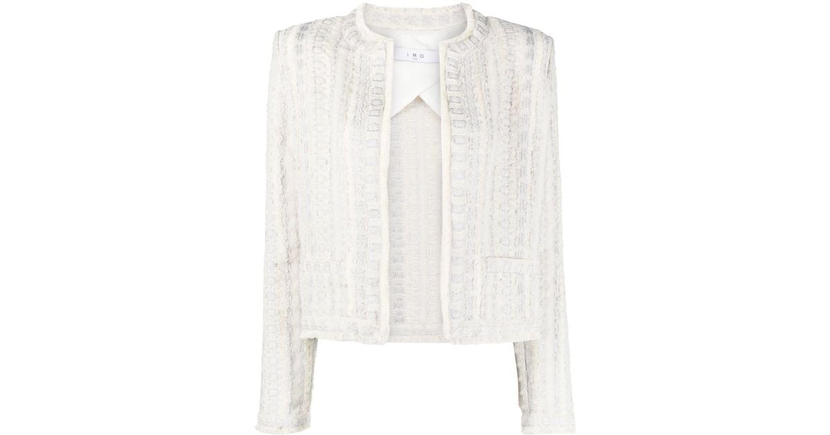 IRO Open-front Tweed Jacket in White | Lyst