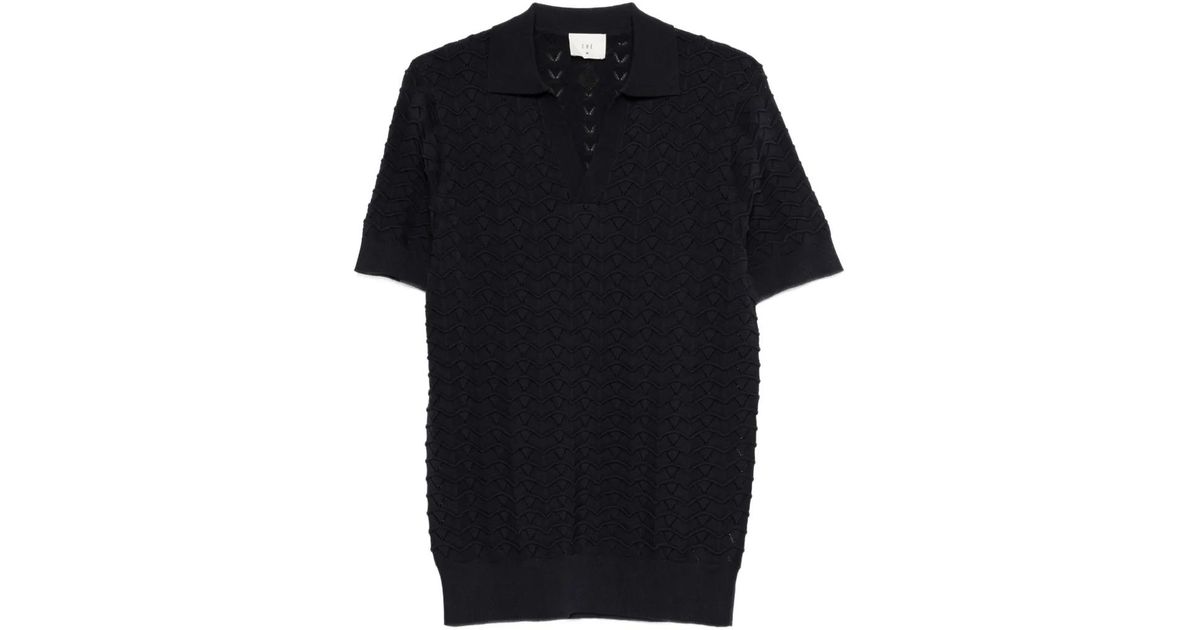 Men Che CHE Ripple Knit Open-Neck Polo in Black for Men | Lyst