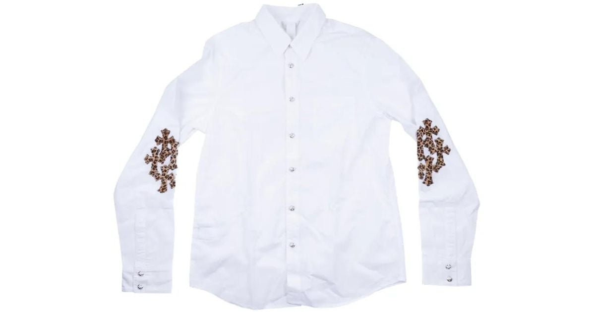 chrome hearts dress shirt Cross Patch Justin Reed perfect for the fashion Chrome Hearts Cross-Embroidered Shirt in