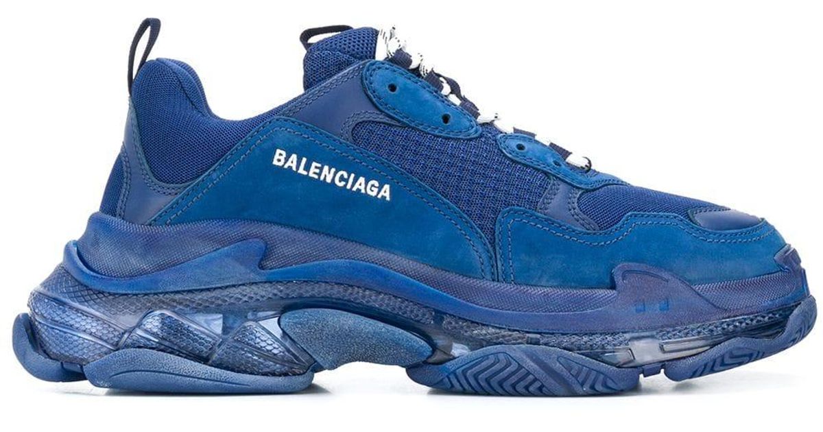 Balenciaga Triple S Clear Sole Sneakers in Blue for Men - Lyst