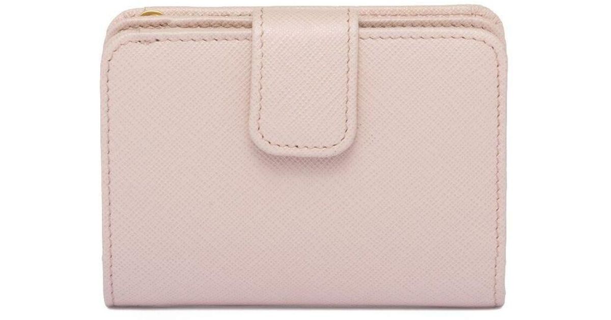 PRADA Small Saffiano Leather Zip Around Wallet Pink- 15% OFF