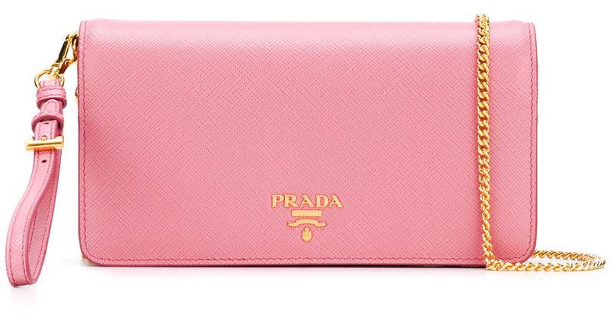 pink prada bag with chain