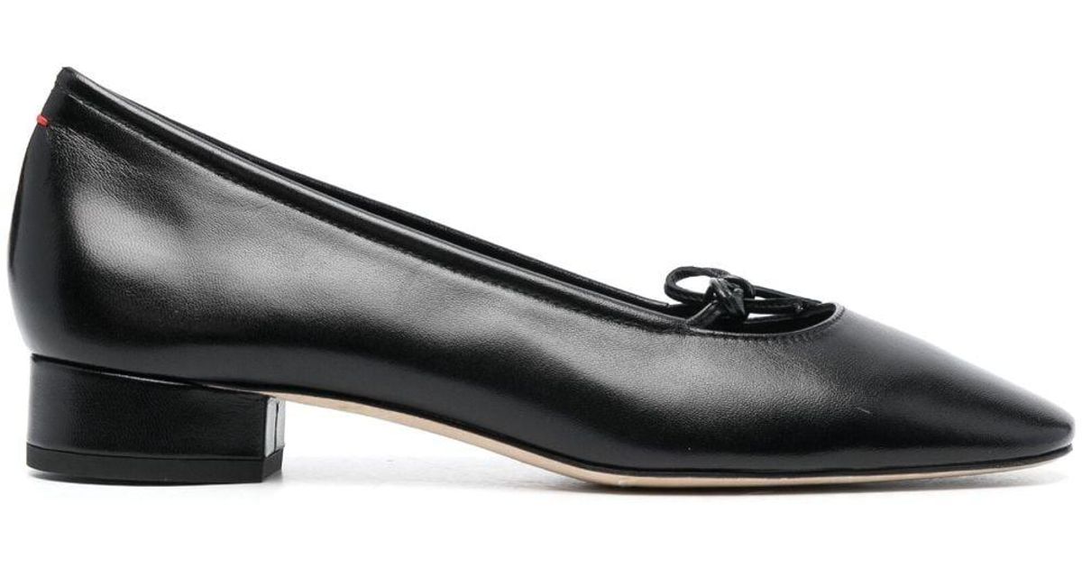 Aeyde 25mm Bow-detailing Leather Pumps in Black | Lyst