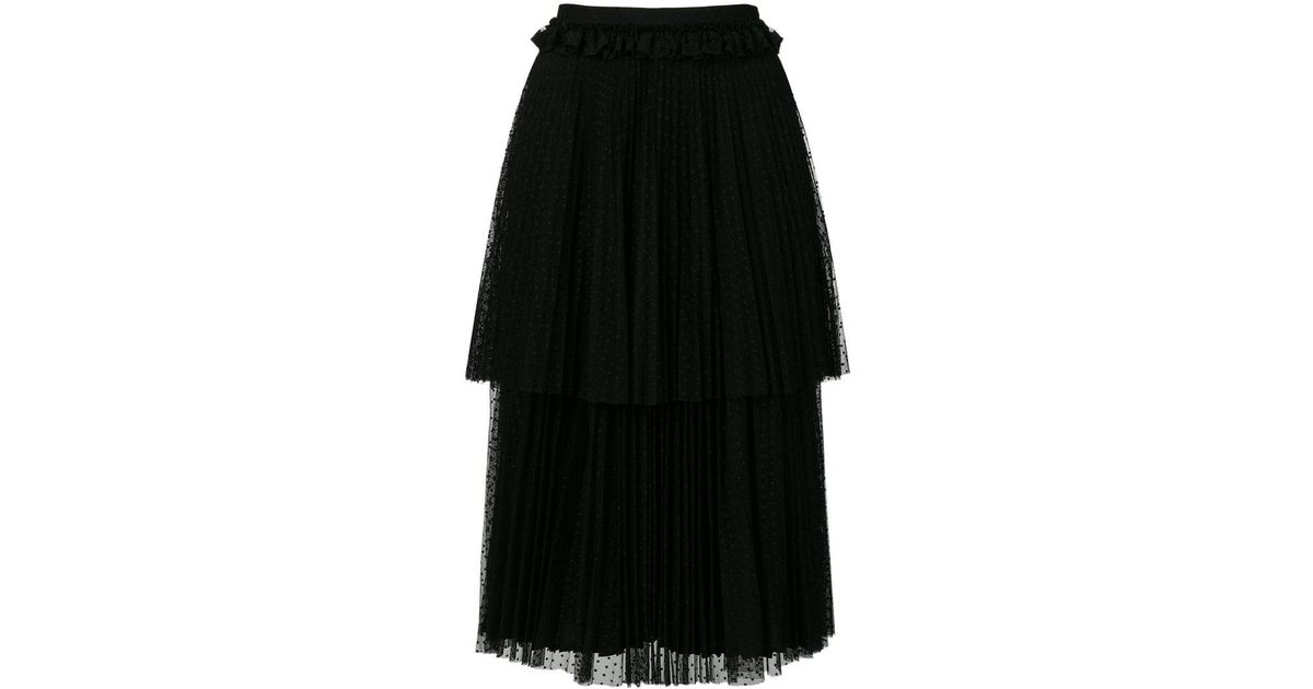 Christopher Kane Tiered Pleated Point D'esprit Skirt Black - Lyst