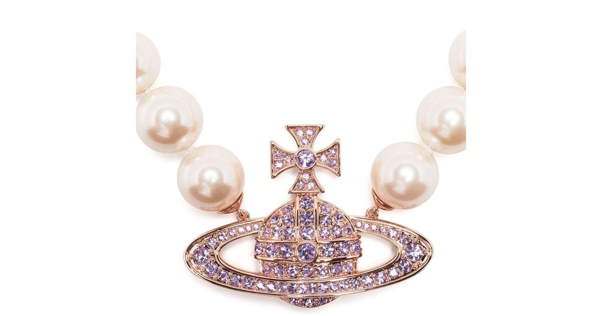 Vivienne Westwood Neysa Pearl Choker Necklace in Pink Lyst Canada