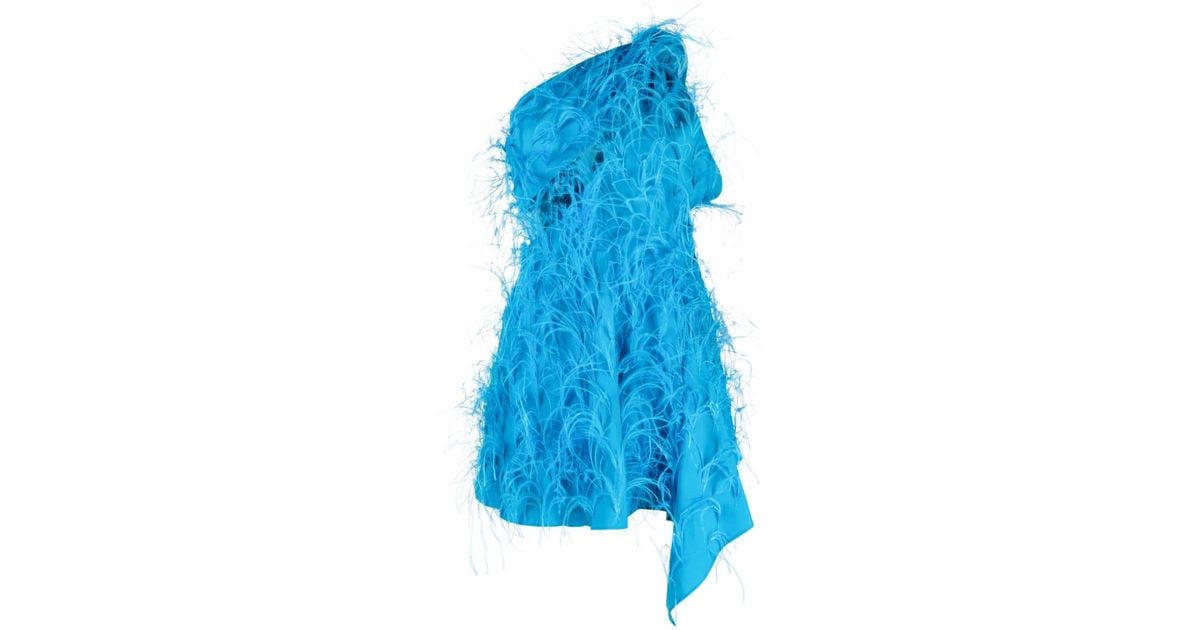 cult gaia blue feather dress Dawn 3D Fringe Mini Dress - Blue