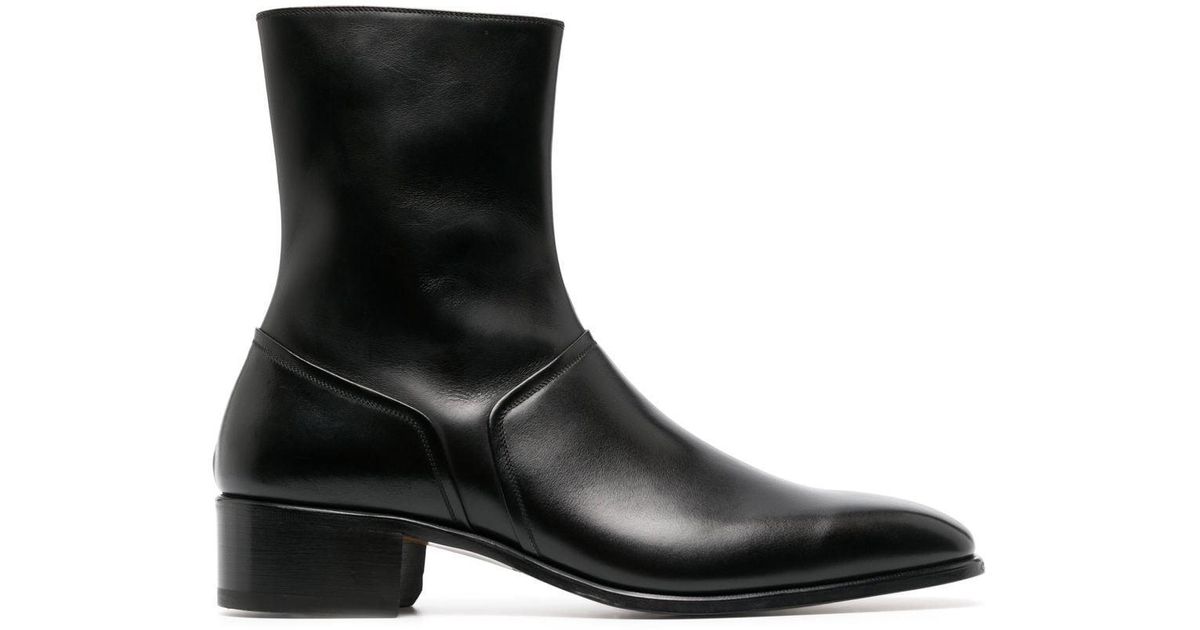 Tom Ford Alec Leather Zip Ankle Boots in Black for Men | Lyst