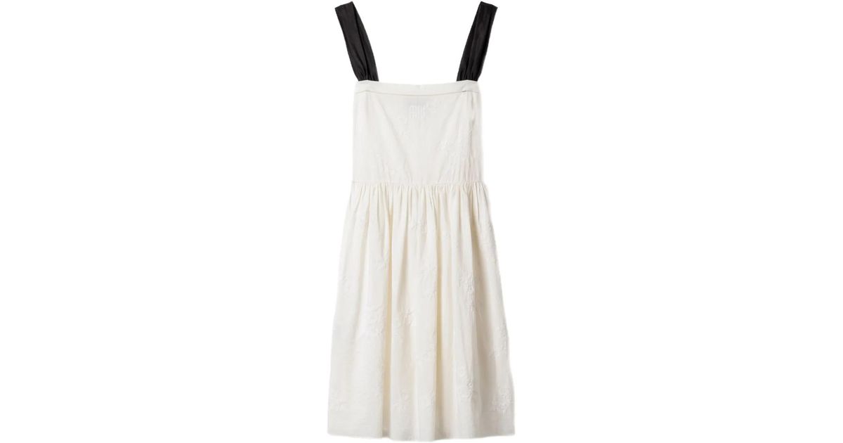 Miu Miu Embroidered Midi Dress in White | Lyst Miu Miu Embroidered Midi Dress in White | Lyst
