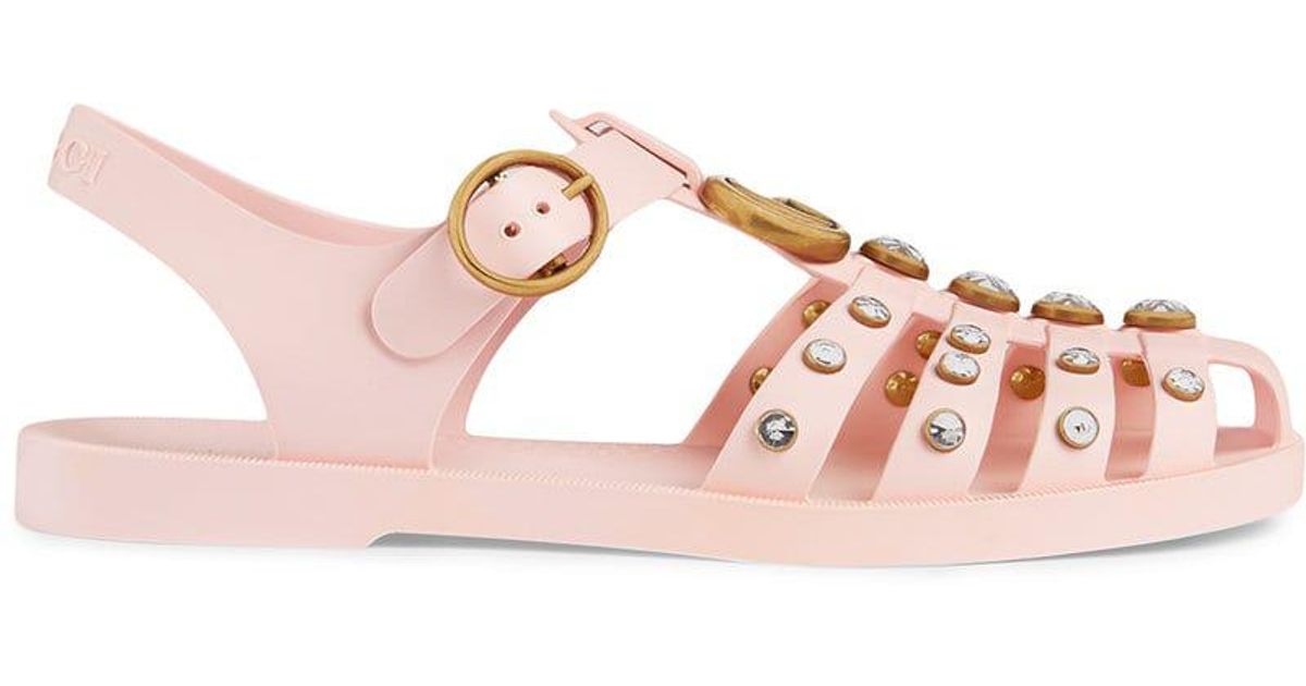 Gucci bikes Crystal embellished Jelly Sandals in