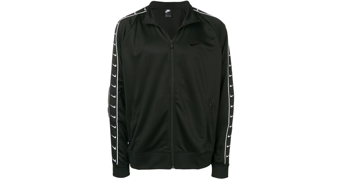 Nike Cotton Logo Stripe Sports Jacket in Black for Men | Lyst