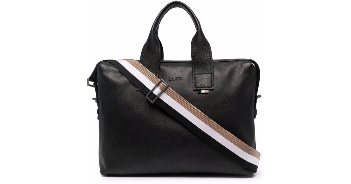 BOSS by HUGO BOSS Deedlogo Leather Laptop Bag in Black for Men Lyst UK