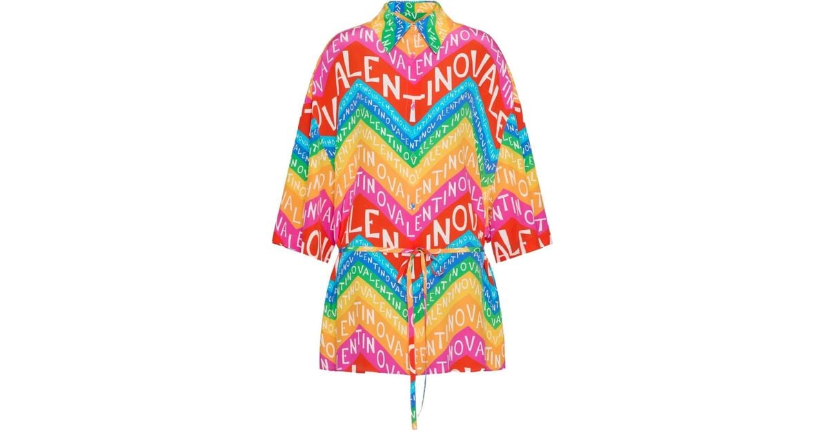 ワンピース VALENTINO PRINTED CREPE VALENTINO GARAVANI ESCAPE MINI DRESS Valentino Garavani Escape Mini Dress in White | Lyst