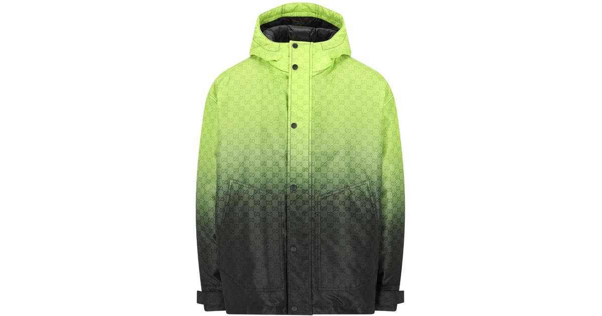Gucci Hooded Gg-Pattern Jacket in Green for Men | Lyst UK