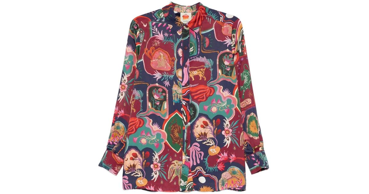 FARM Rio Floral Print Shir in Red | Lyst