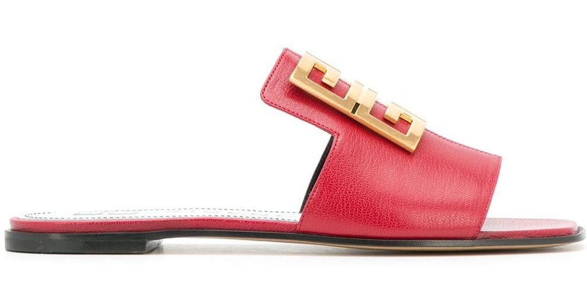 Givenchy 4g Logo Slide Sandal in Red - Lyst