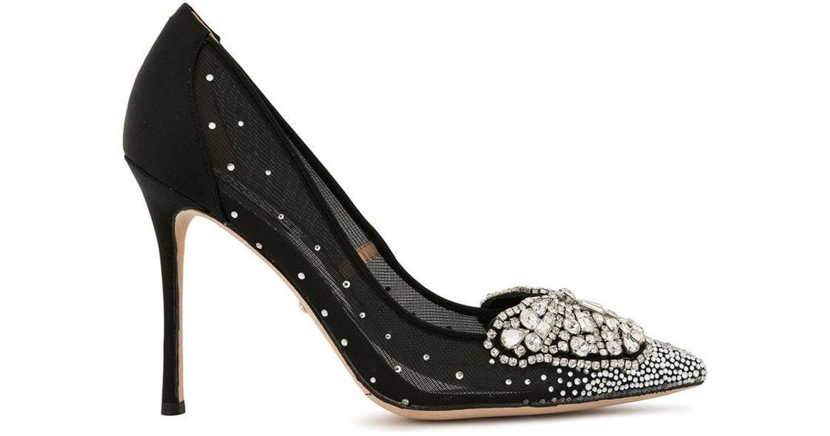 badgley mischka onyx crystal mesh pumps