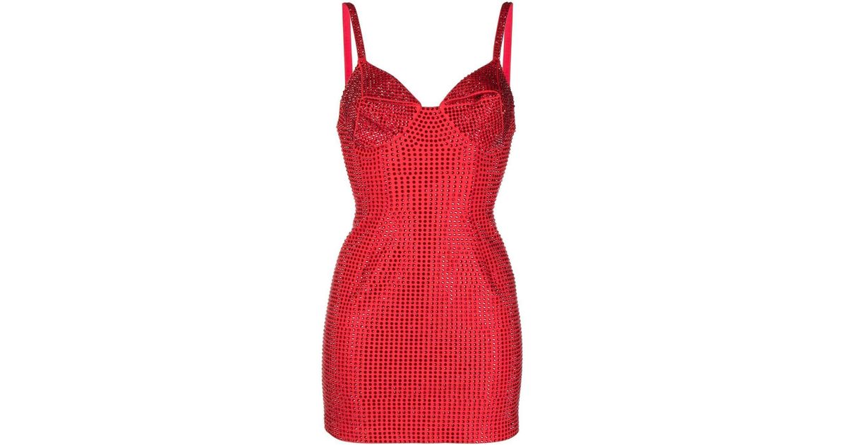 Area Crystal-embellished Mini Dress in Red | Lyst