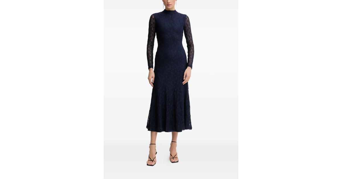 Bardot Ola Lace Long-Sleeve Midi Dress in Blue | Lyst Bardot Ola Lace Long-Sleeve Midi Dress in Blue | Lyst