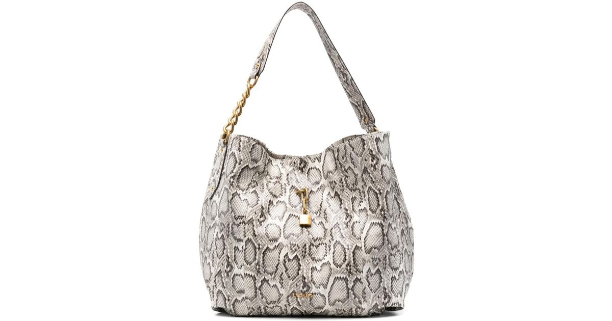 LIU JO パイソンプリント トートバッグ Liu Jo Snake-Print Tote Bag in White | Lyst